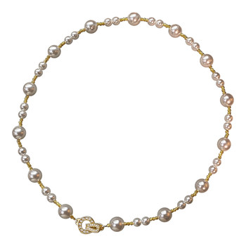 Attractive s home white pearl necklace women's french high-end light luxury retro temperament clavicle chain high-end neck necklace