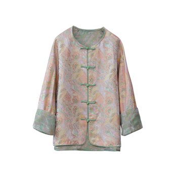 Suye fengqi huajin ປີ້ນກັບກັນ 00% mulberry silk jacquard sleeve jacket ແມ່ຍິງໃຫມ່ແບບຈີນຄໍ round ເທິງ