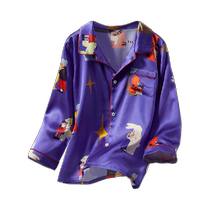 Q21 childrens silk home clothes for boys and girls 21 Moomi 6A grade mulberry silk pajamas long-sleeved parent-child suit new style