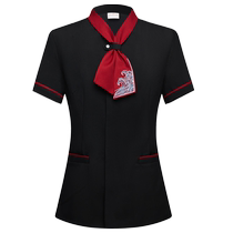 High-end hotel catering waiter work clothes short-sleeved Chinese-style hotel national style restaurant waiter uniform summer women