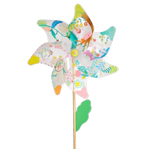 Graffiti transparent couleur imprimée Hundred Flowers Windmill Swivel Toy Handmade Diy Material Bag Nursery School Children Outdoor Spring