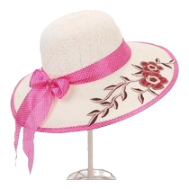 Summer foldable washed sun hat ladies casual sunhat large eatery applique knitted hat sunscreen tea cool hat