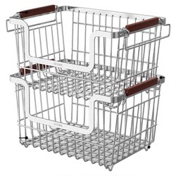 304 Stainless Steel Vegetable Basket Kitchen Multi-Functional Storage Rack Household Stackable Storage Basket Countertop Fruit and Vegetable Storage Basket