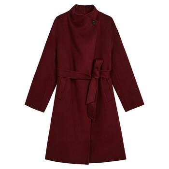 YINER音儿专选女装冬季法式可翻可立领羊毛羊绒混纺双面呢大衣