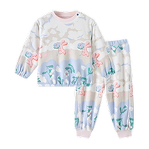 babycare childrens Austrian velvet suit home clothes autumn and winter new camellia pajamas baby