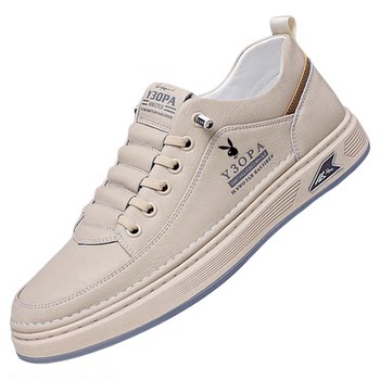 Playboy genuine leather autumn and winter all-match casual white shoes