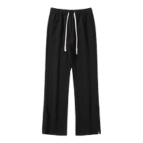 White floral gray micro-flare zipper slit American vibe style pants mens summer design straight casual thin pants