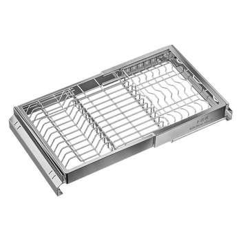 No hole-punching and pulling retractable dish storage rack