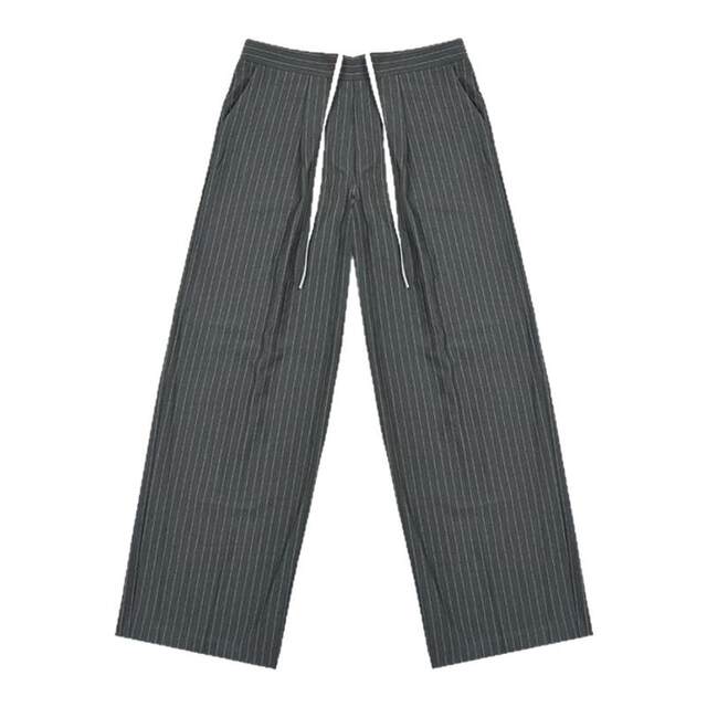 Eihey eh hey spliced waist high waist tie design versatile striped dark pattern drape suit pants casual pants