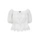 Vq zone Ayazhi Vero Moda top women's summer new style cotton elastic neckline button placket