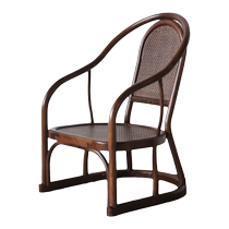 Inklands workshop New Chinese black walnut wood rattan chiche tea chair half-circle chair short solid wood balcony single chair tea table and chairs