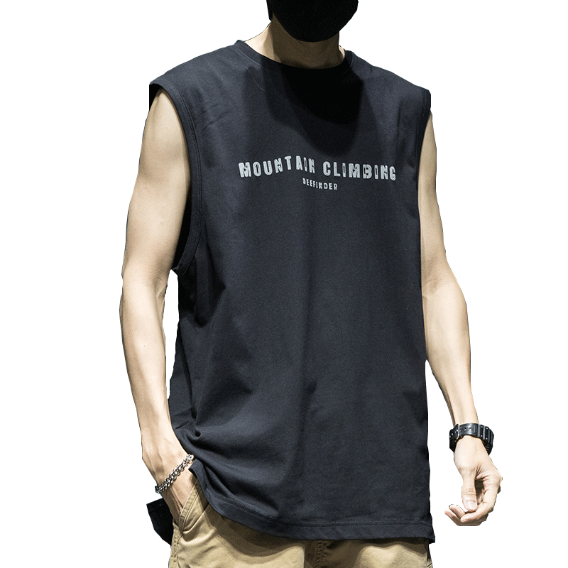 Summer pure cotton vest for men loose and fat plus larger American heavyweight brand sports fitness vest sleeveless T-shirt