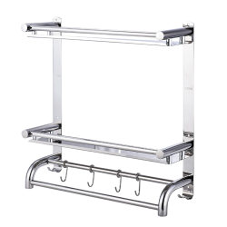 Thickened 304 Stainless Steel Storage Rack, Double/Three-Layer Storage Organizer for Bathroom, Wall-Mounted, No Drilling Required, 30-35cm