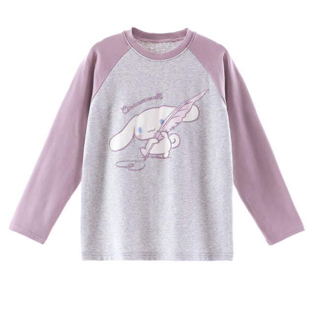 Jade Dog Round Neck Casual Long Sleeve Girls T-Shirt