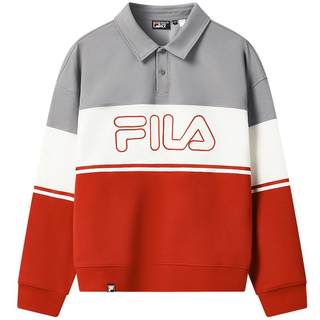 FILA 斐乐官方男子针织长袖POLO衫2025冬季新款休闲拼色纯棉上衣