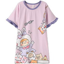 Fenton girl sleeps short sleeve summer pure cotton thin pajamas girl children in childhood cute home clothing