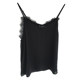 0Black Double Layer Chiffon Neck Adjustable Tank Top
