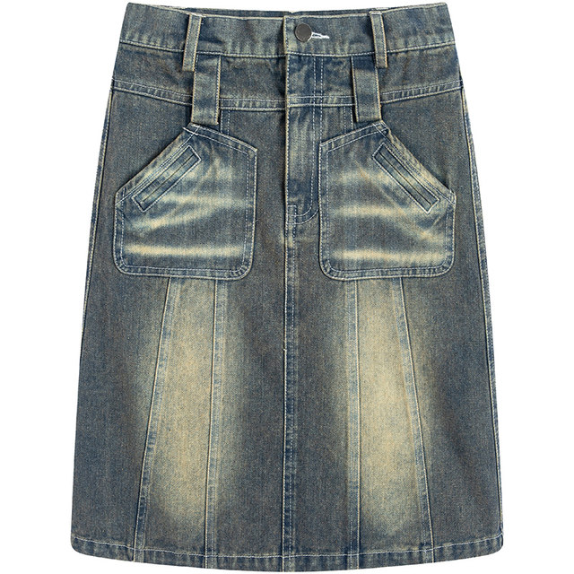 Mid skirt denim skirt