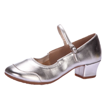 Yinton dance shoes womens soft-soled square dance shoes red silver square dance shoes middle-aged and elderly four-season dance shoes