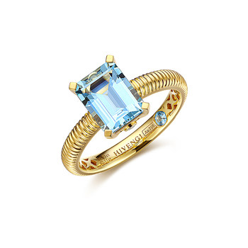 18k yellow gold and aquamarine ring