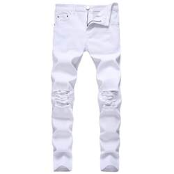 White denim pants pants men's 2024 new summer thin trendy slim small foot casual long pants pants elasticity