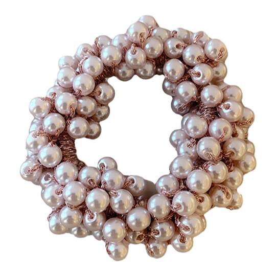 Champagne Pearl Hair Rope Women's Hair Tie Rubber Band Fashionable European and American French Ponytail Hair Rope Hair Accessories Simple Hair Tie