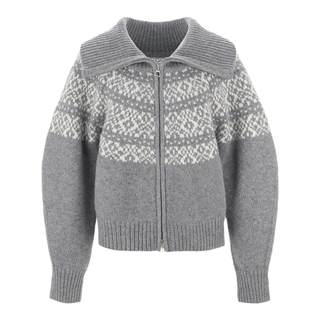 【明星同款】wana try绵羊毛复古费尔岛提花毛衣外套休闲针织上衣