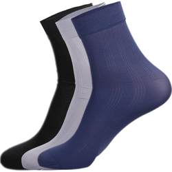 ຖົງຕີນຜູ້ຊາຍ Langsha summer ບາງໆ breathable ສີ ດຳ ກາງ calf socks ultra-thin mercerized ice silk socks men's business summer