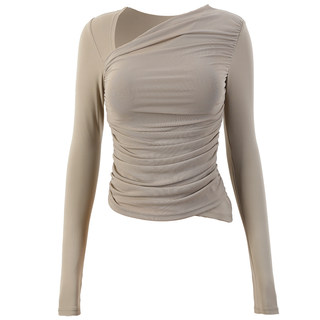 Feminine waist-cinching fitness top with padded yoga wear