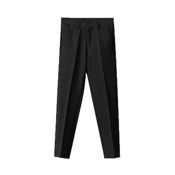 ກາງເກງຜູ້ຊາຍສີດໍາ slim-fit trousers ຜູ້ຊາຍບາດເຈັບແລະແບບເກົາຫຼີ trendy ພາກຮຽນ spring ທຸລະກິດຂະຫນາດນ້ອຍຕີນເກົ້າຈຸດ pants suit pants ຜູ້ຊາຍ
