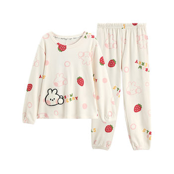 Fenten brown bear girls' pajamas spring and autumn pure cotton