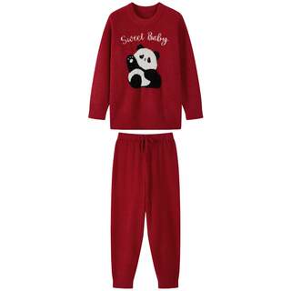 ibaby儿童半边绒亲子家居服加厚保暖内衣套装抗静电羽毛纱睡衣裤