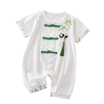 Baby jumpsuit short-sleeved summer national style baby clothes for men and women romper clothes air-conditioning clothes newborn clothes summer clothes