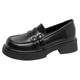 Dadong official genuine black thick-soled loafer leather shoes