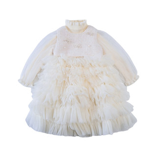 女童小香风连衣裙套装秋冬2025新款高级感生日公主裙洋气蓬蓬纱裙