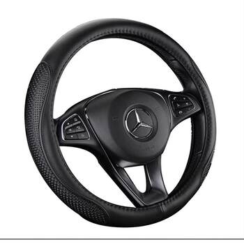 Genuine leather steering wheel cover for all seasons