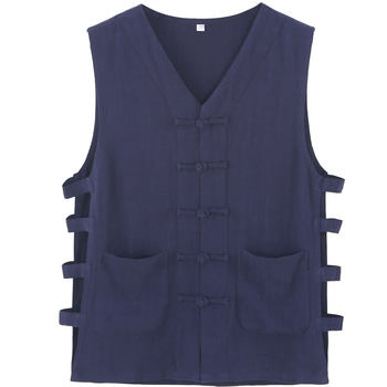 Linen buckle ແບບຈີນ sweat vest ວັດຖຸບູຮານເກົ່າແກ່ປັກກິ່ງ vest ຜູ້ຊາຍ jacket grandpa Han ເຫນືອ Shaanxi ແອວ drum waistcoat