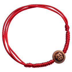 Flower element red rope hand-woven foot rope peach wood twelve zodiac male and female couple simple style dragon year animal year anklet