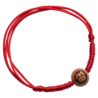 Flower element red rope hand-woven foot rope peach wood twelve zodiac men and women couples simple style rabbit year natal year anklet