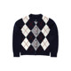 UNRETRO 美式复古菱格针织开衫女冬季新款纯羊毛短款修身毛衣外套