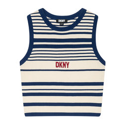 DKNY/Tang Kenaer 2024 ລະດູໃບໄມ້ປົ່ງ ແລະລະດູຮ້ອນຂອງຜູ້ຍິງ ຄໍຮອບໃໝ່ ເສື້ອຢືດຖັກຖັກແສ່ວແບບສະໝໍ່າສະເໝີ