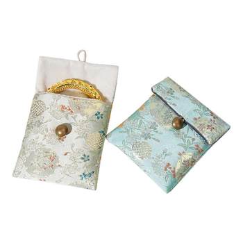 High-end embroidery buttons and velvet cloth lucky bag brocade bracelet jewelry storage bag small lucky bag