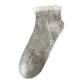 Korean style black and gray college style thin hollow socks