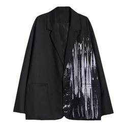 oversize summer splashing ink casual suit jacket men's and women's niche design sense street dance performance clothes