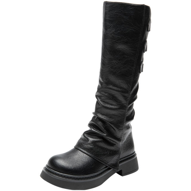 Dadong fashion boots round toe thick heel knight boots
