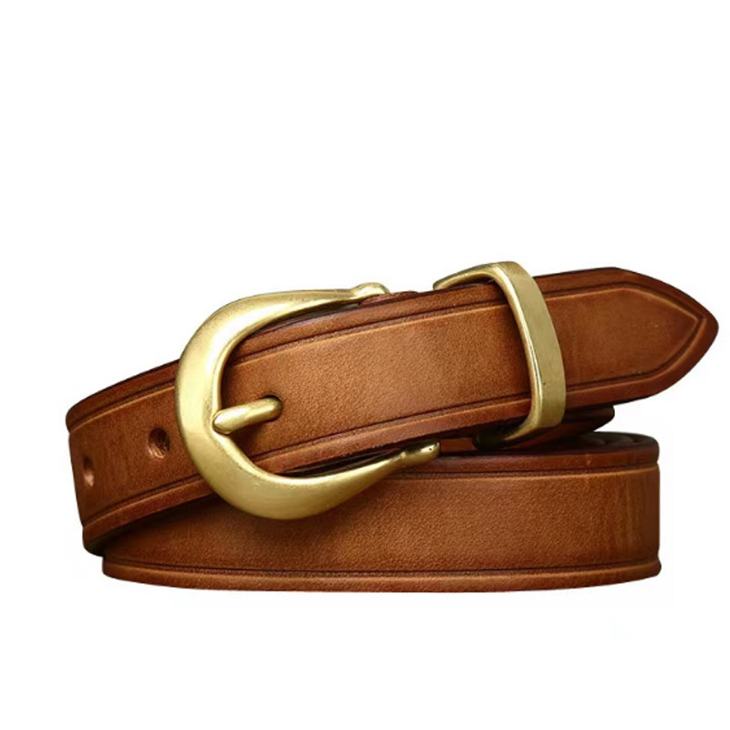 Retro handmade genuine leather cow belt for men and women denim work clothes