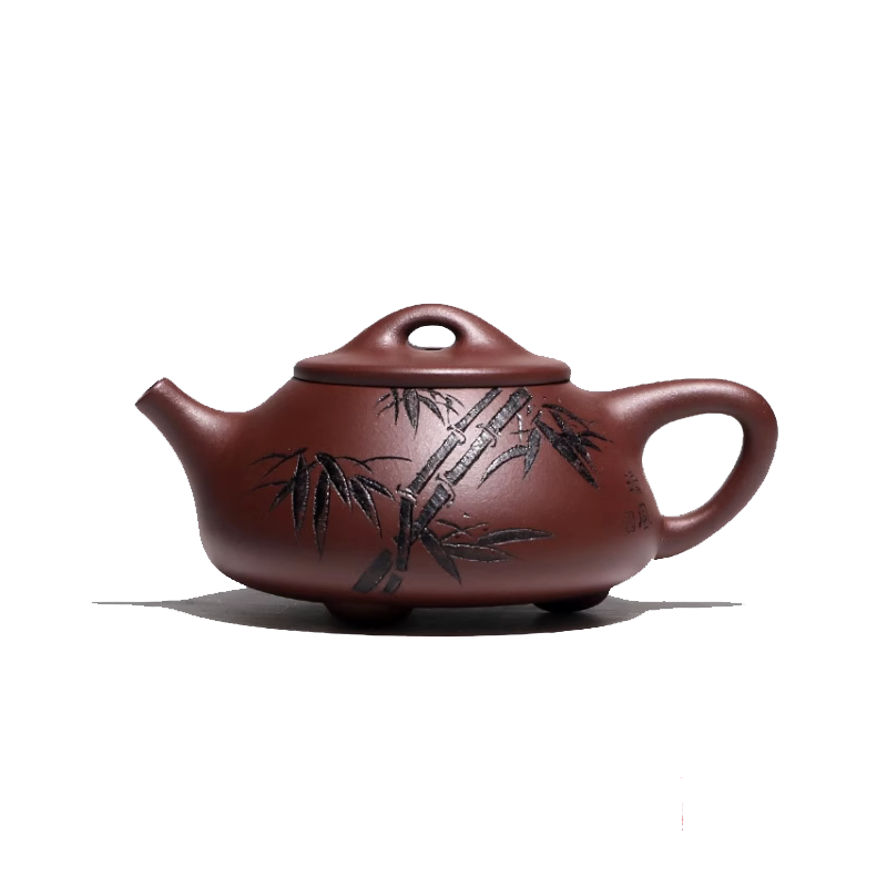 不亦乐壶】宜兴原矿紫砂壶手工泡茶壶双竹紫泥清风石瓢210cc