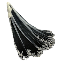 Brides wedding main wedding veil heavy bead embroidery high-end light luxury long trailing sequined veil wedding veil