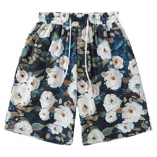 Fully printed shorts bf straight loose casual beach pants