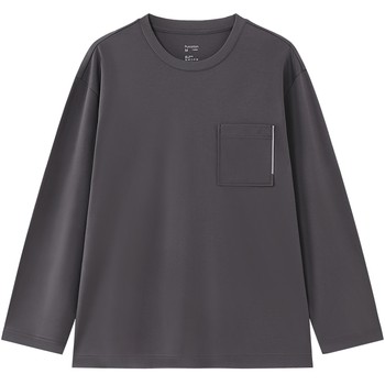 Cotton era men's pajamas 2025 autumn new water-gloss cotton home tops long-sleeved t-shirts for home base